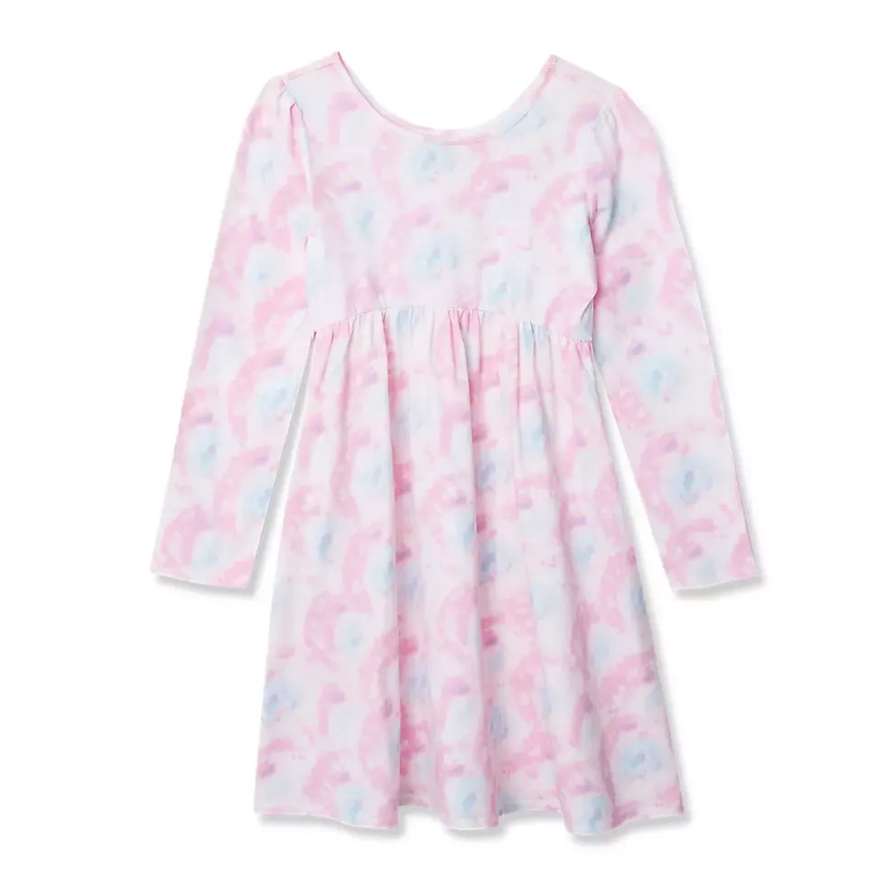 Girls Long Sleeve Gathered Waist Jersey Dress