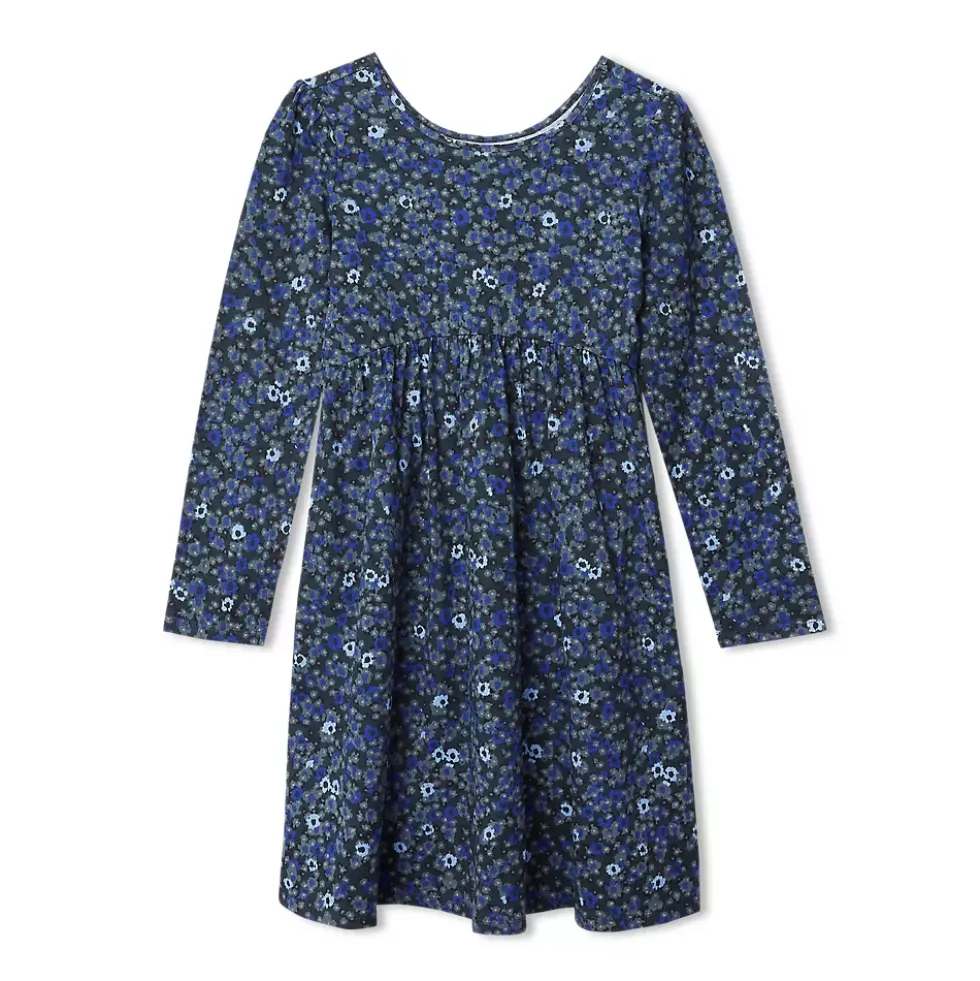 Girls Long Sleeve Gathered Waist Jersey Dress