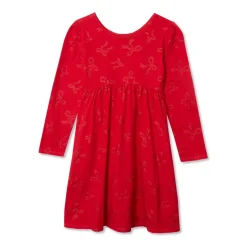 Girls Long Sleeve Gathered Waist Jersey Dress
