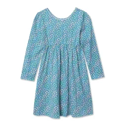 Girls Long Sleeve Gathered Waist Jersey Dress