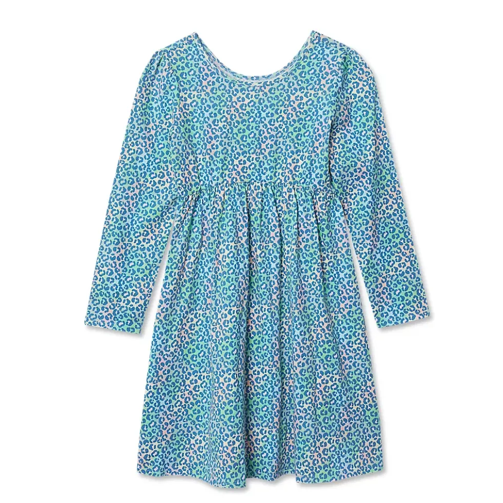 Girls Long Sleeve Gathered Waist Jersey Dress