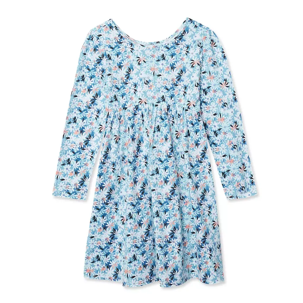 Girls Long Sleeve Gathered Waist Jersey Dress