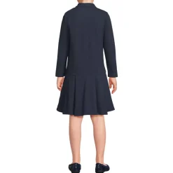 Girls Long Sleeve Mesh Pleated Polo Dress
