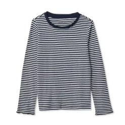 Girls Long Sleeve Pointelle Knit Shirt