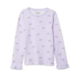 Girls Long Sleeve Pointelle Knit Shirt