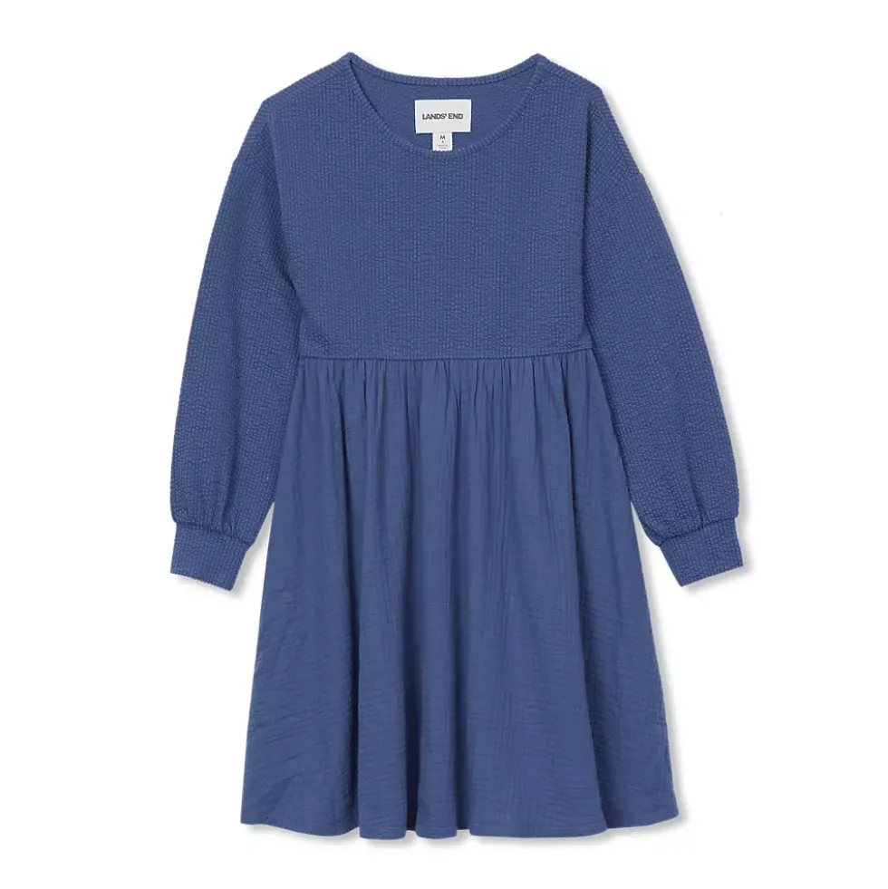 Girls Long Sleeve Ribbed Dress