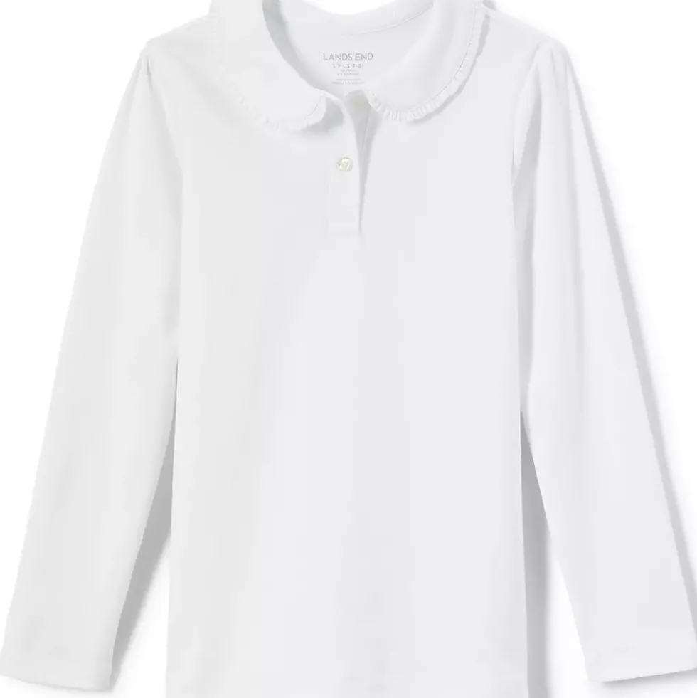 Girls Long Sleeve Ruffled Peter Pan Collar Knit Shirt