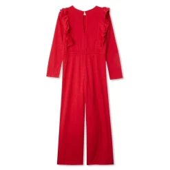 Girls Long Sleeve Ruffle Knit Jumpsuit