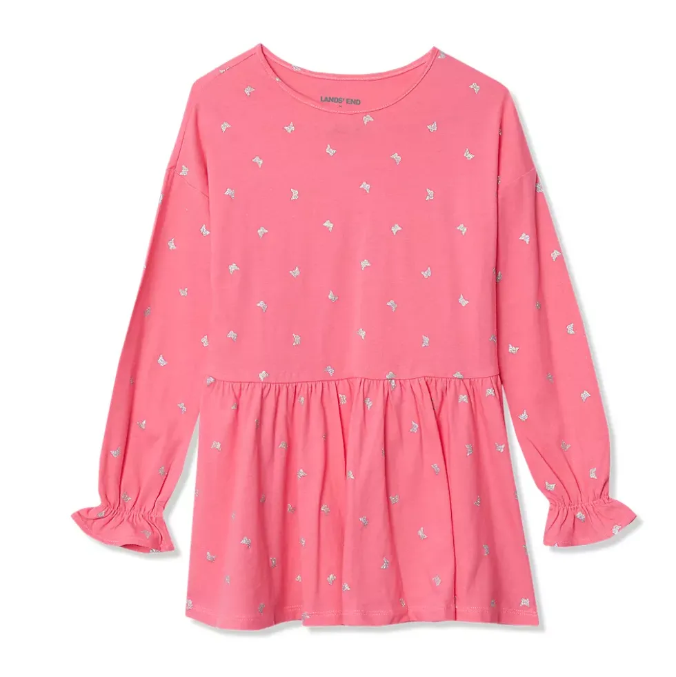 Girls Long Sleeve Ruffle Tunic Top