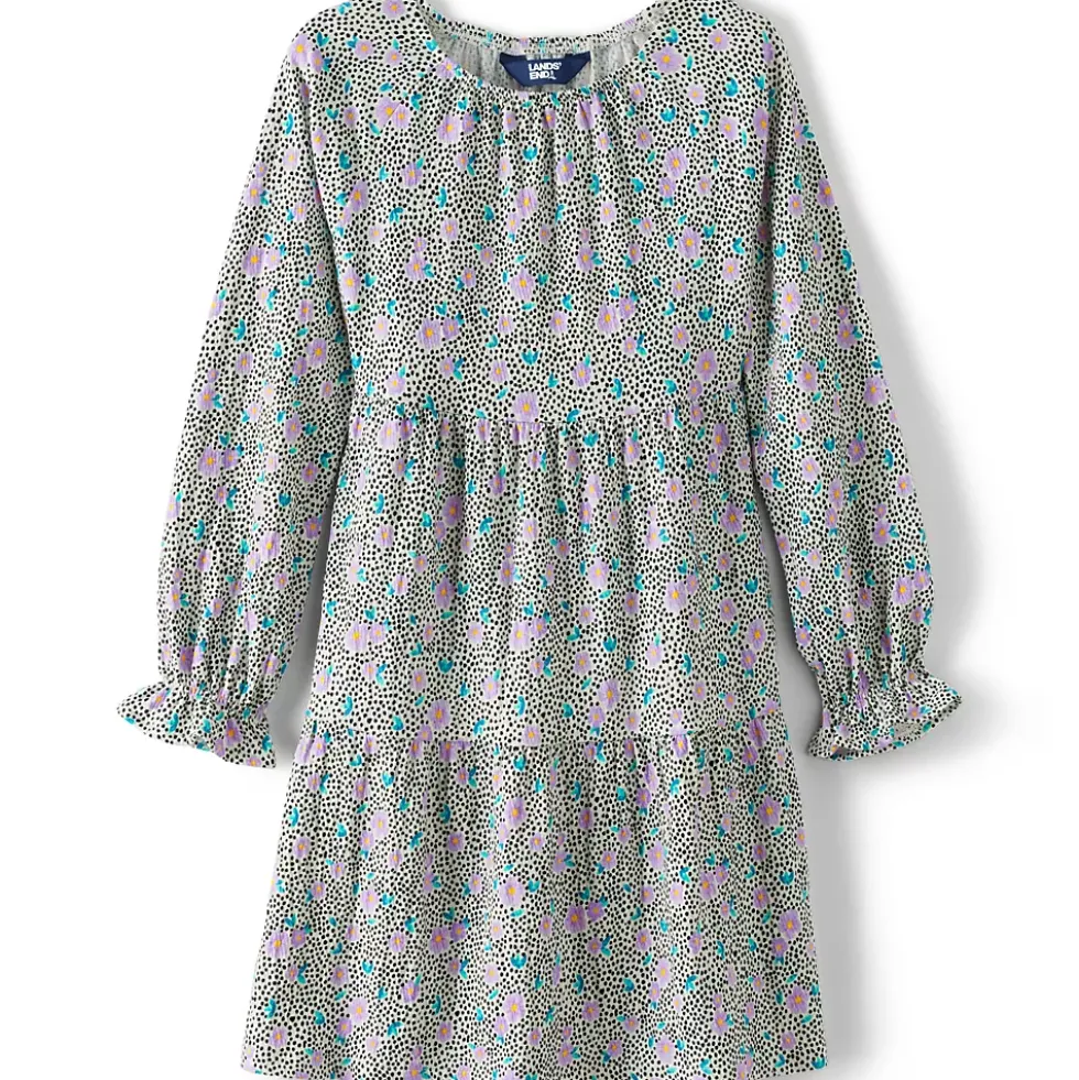 Girls Long Sleeve Tiered Knit Dress