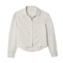 Girls Long Sleeve Woven Hearts Top