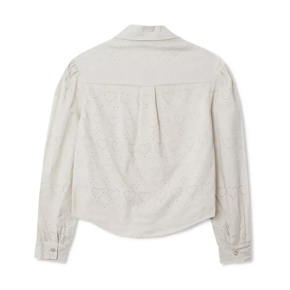 Girls Long Sleeve Woven Hearts Top