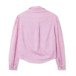 Girls Long Sleeve Woven Hearts Top
