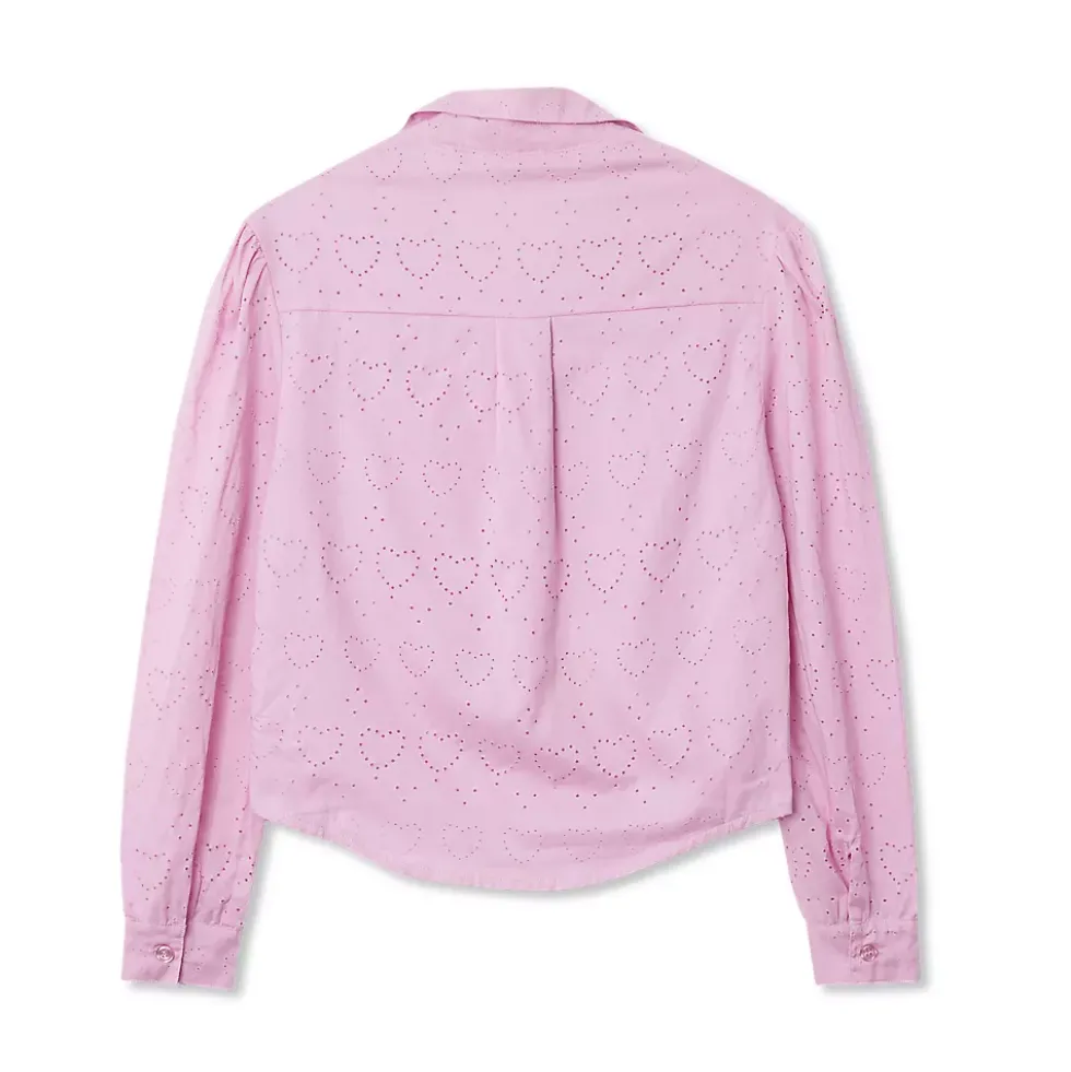 Girls Long Sleeve Woven Hearts Top
