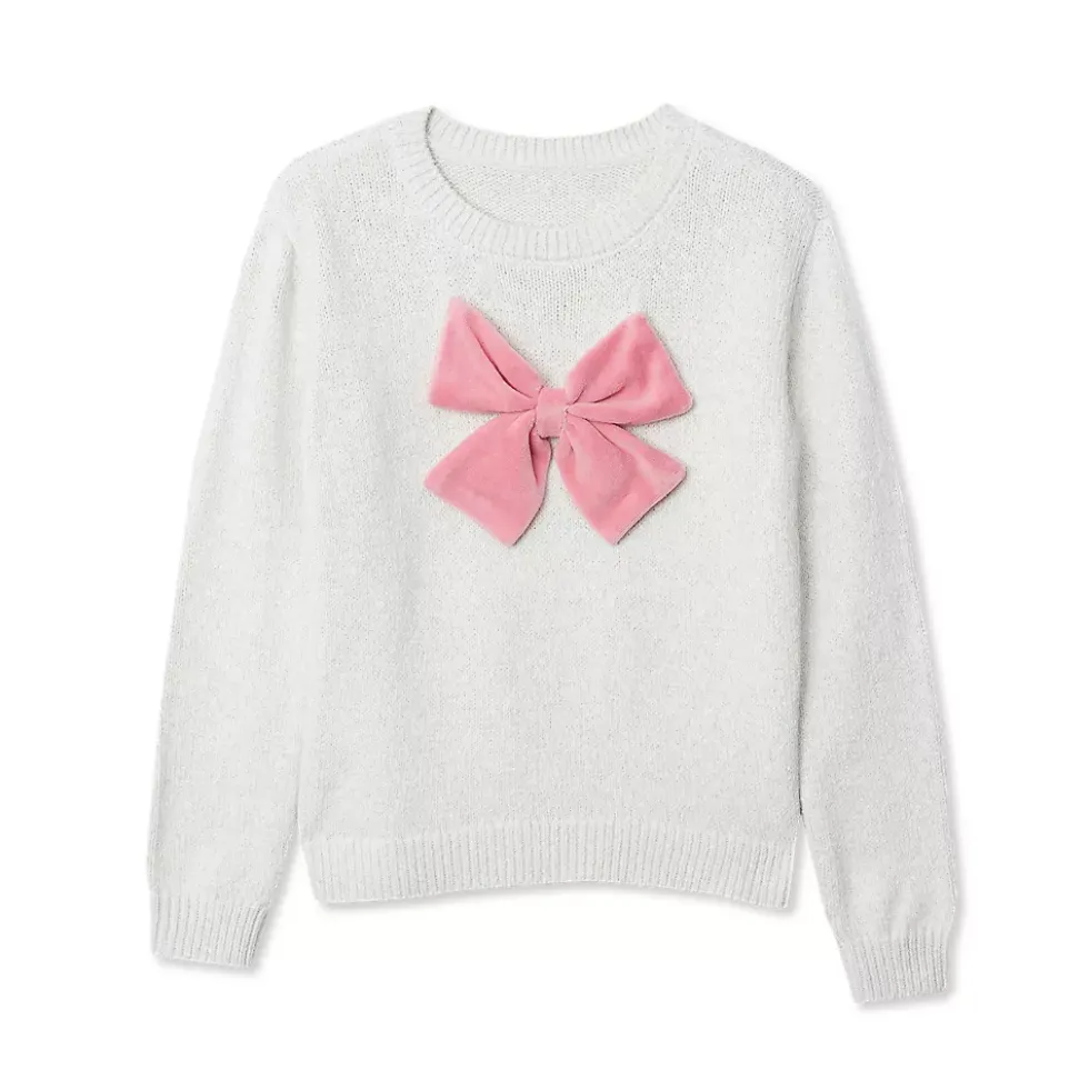Girls Meet and Greet Bow Knit Sweater