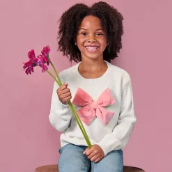 Girls Meet and Greet Bow Knit Sweater