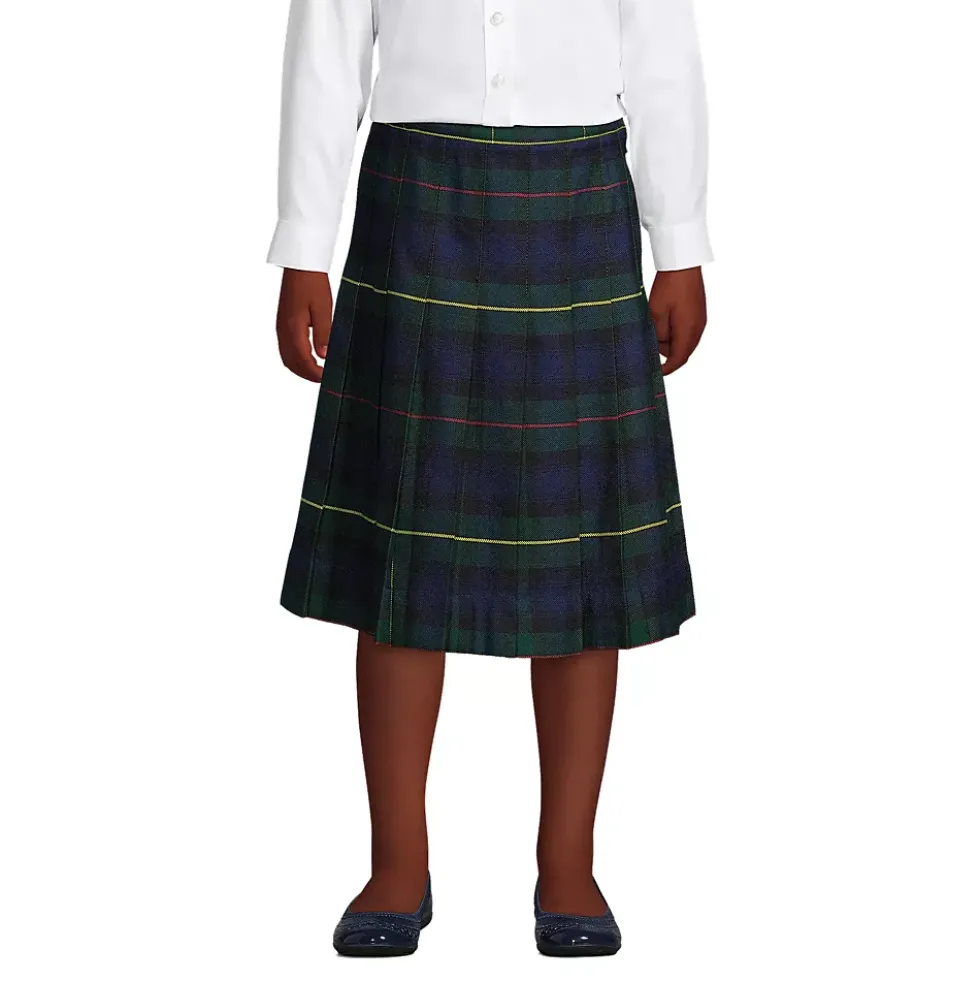 Girls Plaid Pleated Skirt Below the Knee