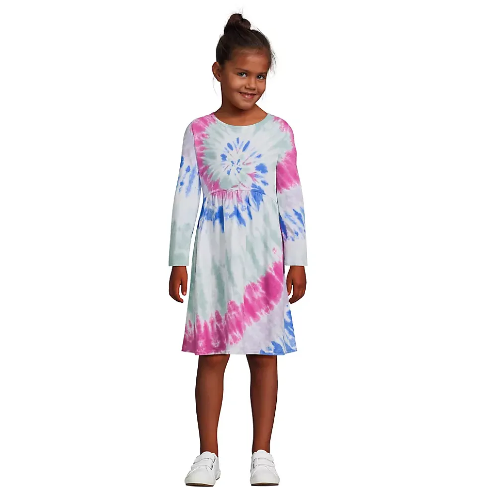 Girls Plus Long Sleeve Gathered Waist Jersey Dress