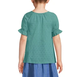 Girls Plus Short Sleeve Eyelet Ruffle Sleeve Top