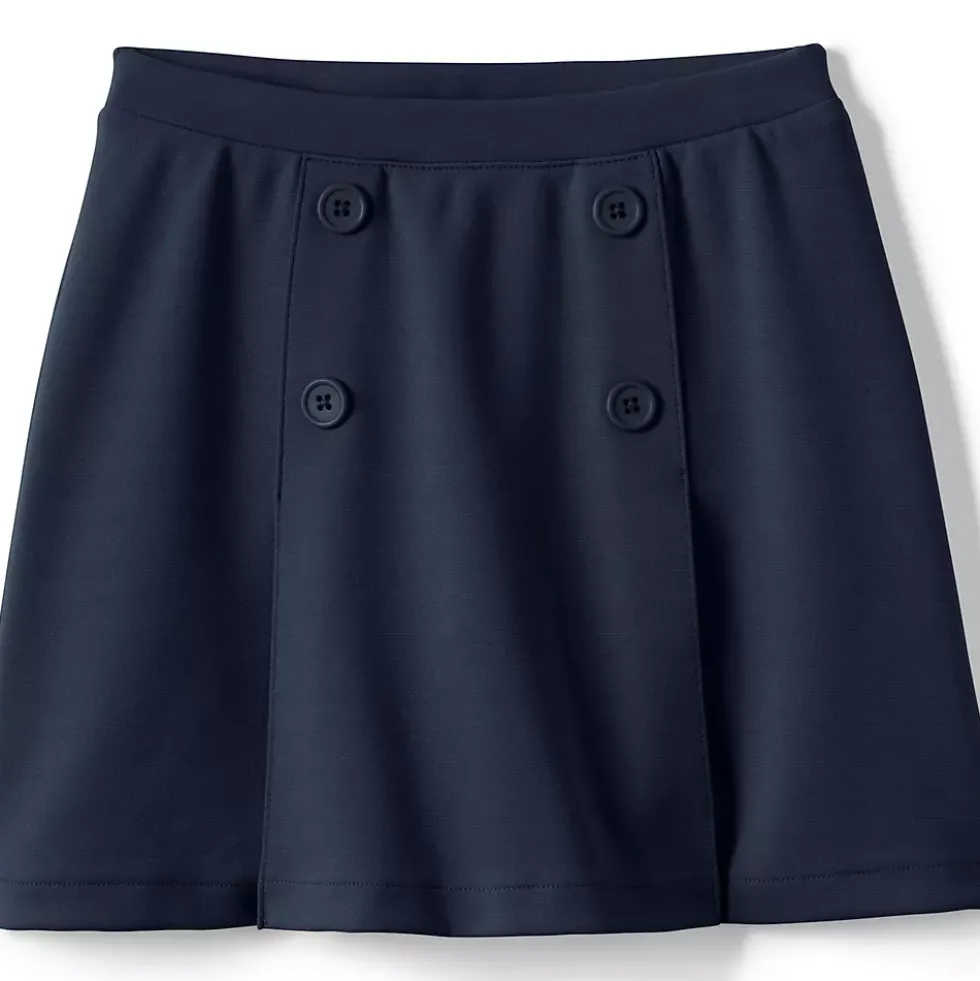 Girls Ponte Button Front Skort Above the Knee