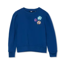 Girls Puff Shoulder Crew Neck Sweatshirt