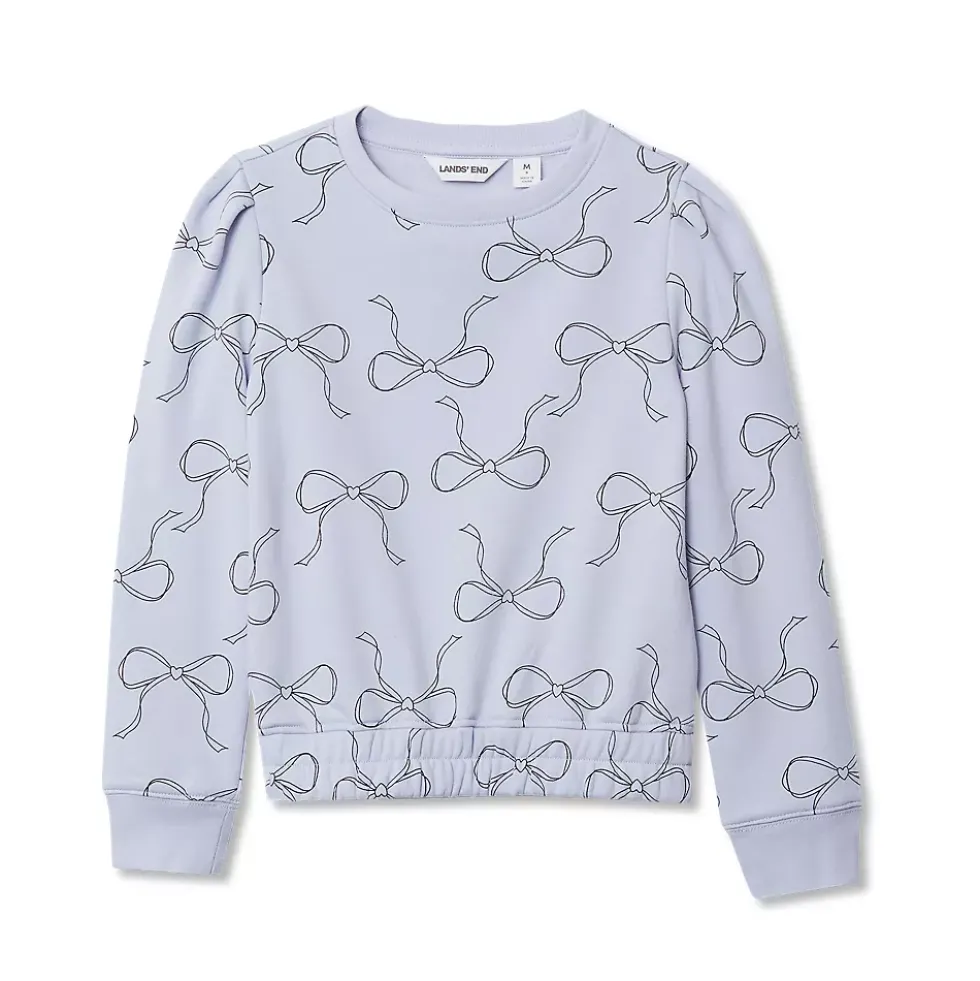 Girls Puff Shoulder Crew Neck Sweatshirt