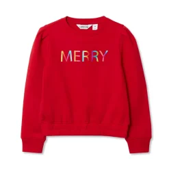 Girls Puff Shoulder Crew Neck Sweatshirt
