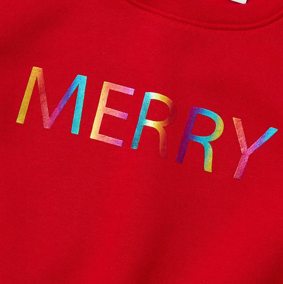 Girls Puff Shoulder Crew Neck Sweatshirt