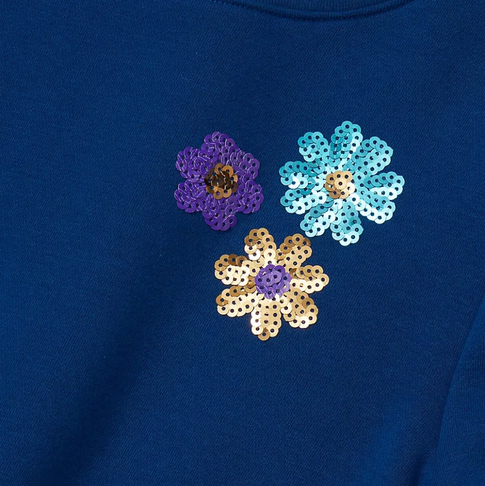 Girls Puff Shoulder Crew Neck Sweatshirt