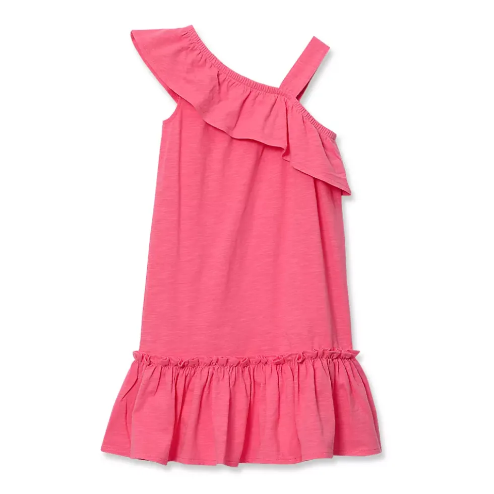 Girls Ruffle Asymmetrical Dress