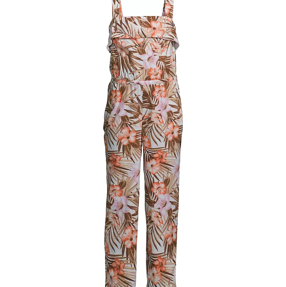 Girls Ruffle Trimmed Pattern Jumpsuit