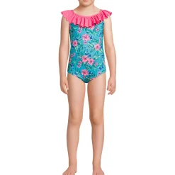 Girls Scoop Ruffle Neck One Piece Swimsuit