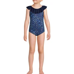 Girls Scoop Ruffle Neck One Piece Swimsuit