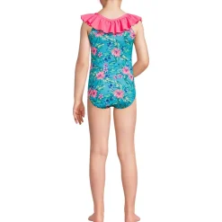 Girls Scoop Ruffle Neck One Piece Swimsuit