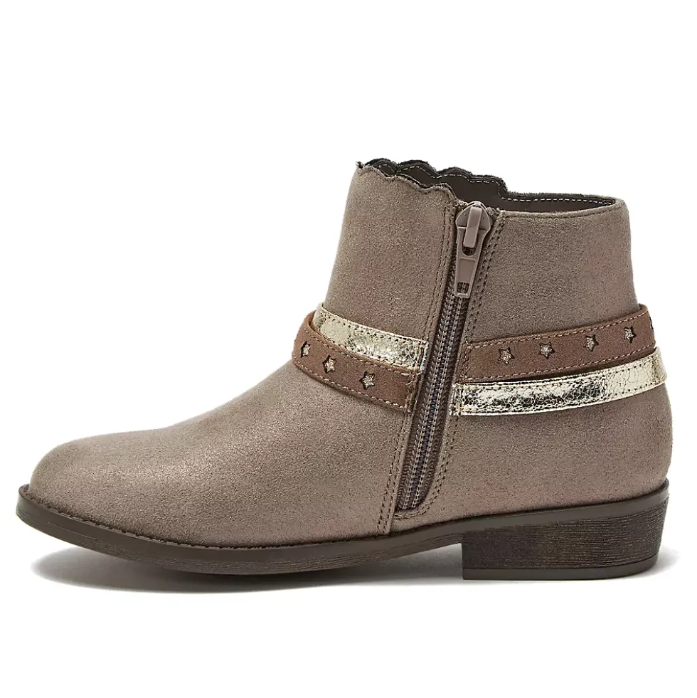 Girls Shimmer Zip Up Western Booties