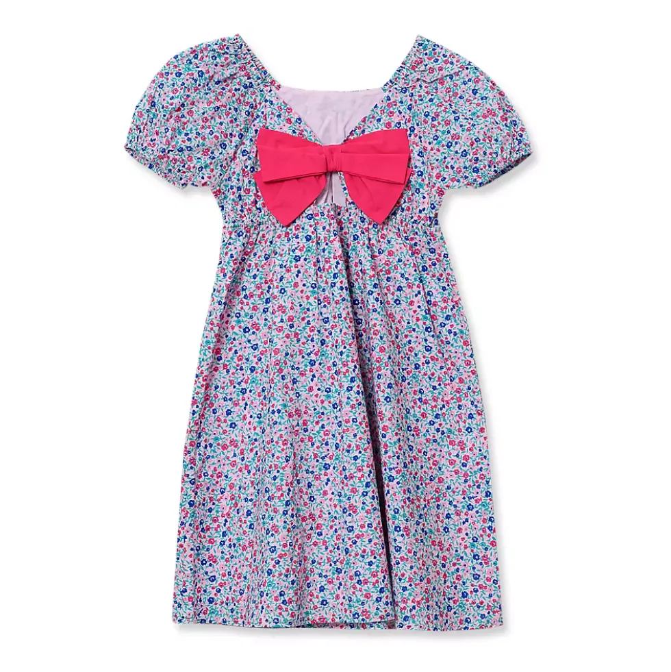 Girls Short Sleeve Bow Dress