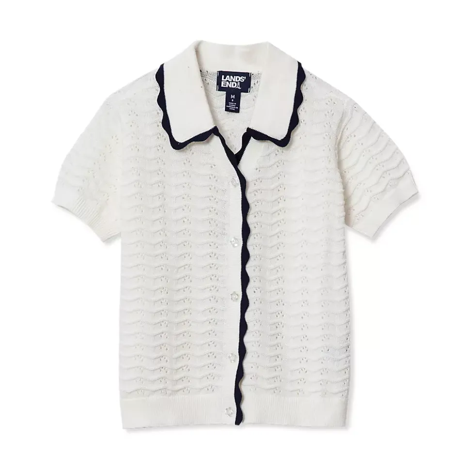 Girls Short Sleeve Collared Sweater