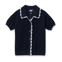 Girls Short Sleeve Collared Sweater