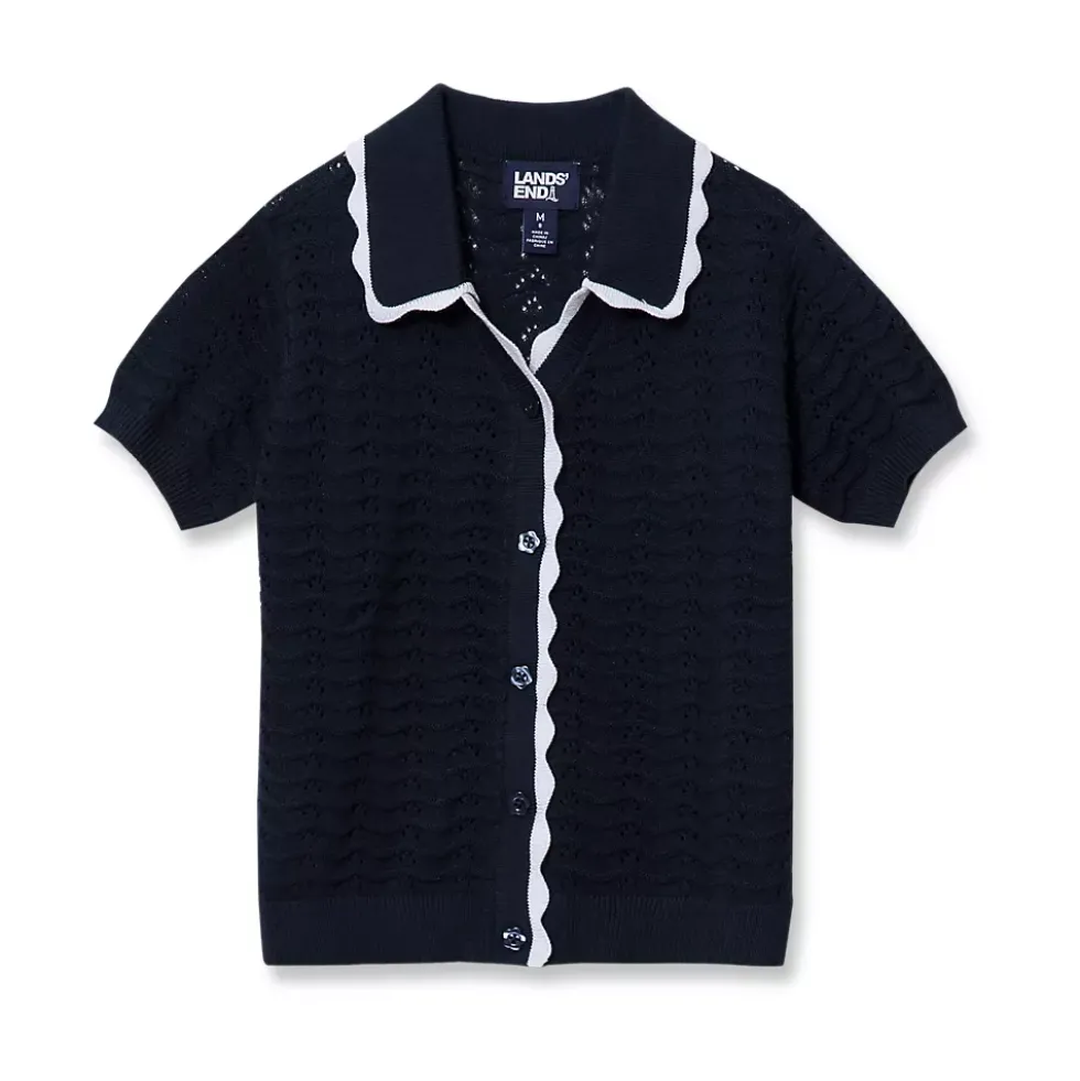 Girls Short Sleeve Collared Sweater