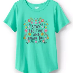 Girls Short Sleeve Curved Hem Graphic Tee Shirt