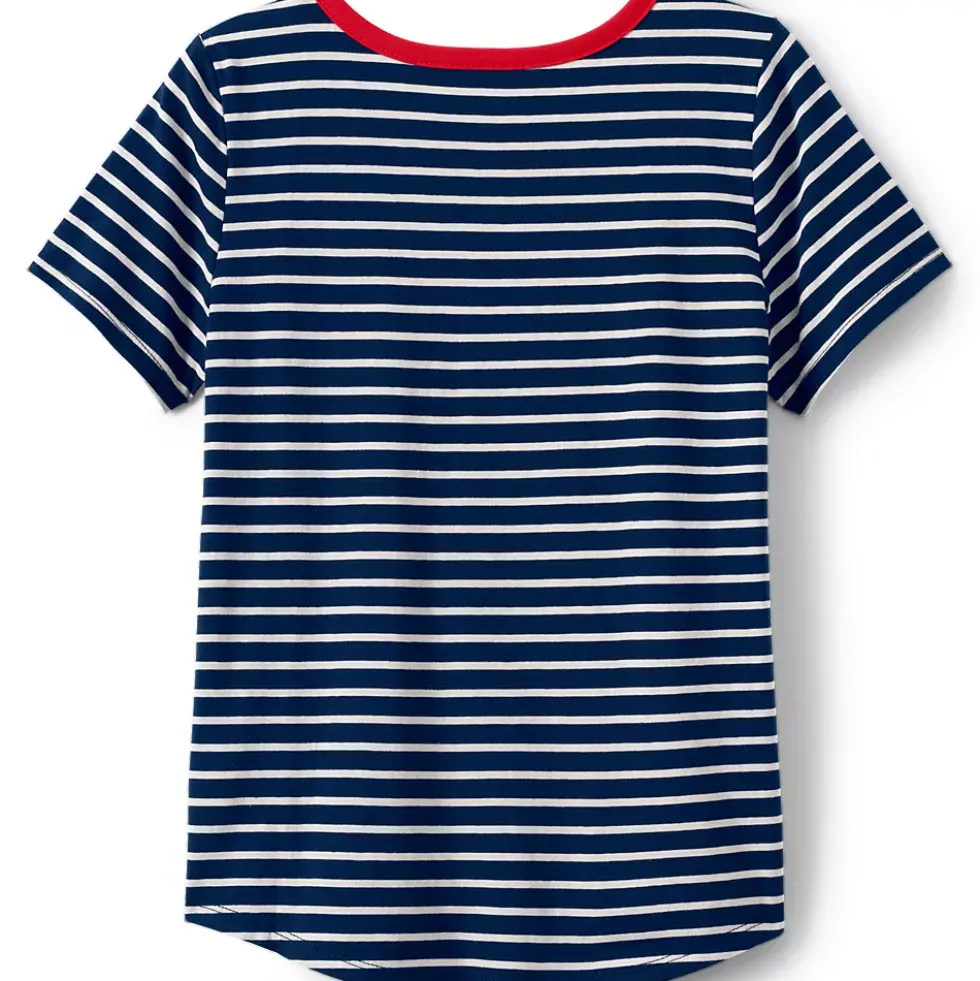 Girls Short Sleeve Curved Hem Graphic Tee Shirt