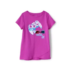 Girls Short Sleeve Curved Hem Graphic T-Shirt