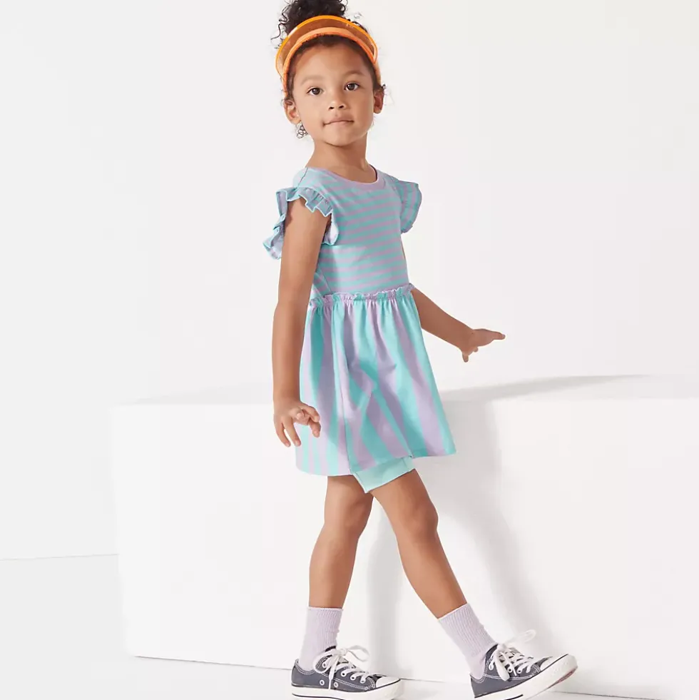 Girls Short Sleeve Gathered Waist Tunic Top