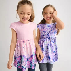 Girls Short Sleeve Gathered Waist Tunic Top