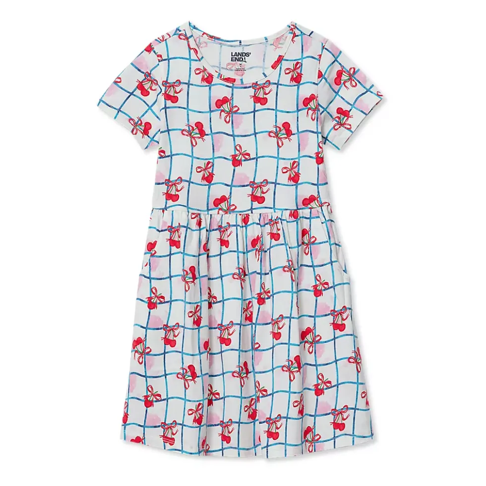 Girls Short Sleeve Gathered Waist Jersey Dress