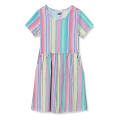 Girls Short Sleeve Gathered Waist Jersey Dress