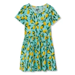 Girls Short Sleeve Gathered Waist Jersey Dress