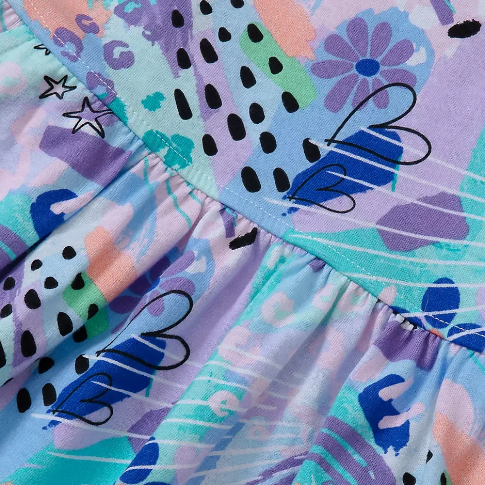 Girls Short Sleeve Gathered Waist Jersey Dress