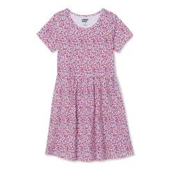 Girls Short Sleeve Gathered Waist Jersey Dress