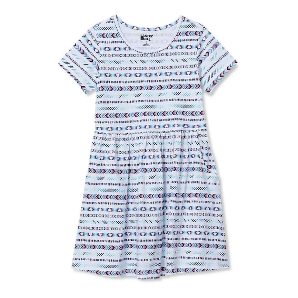 Girls Short Sleeve Gathered Waist Jersey Dress